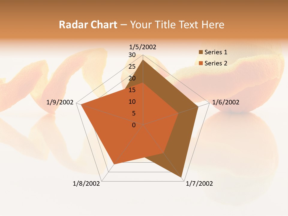 Orange With Peeled Skin Reflecting In Glass Surface. PowerPoint Template
