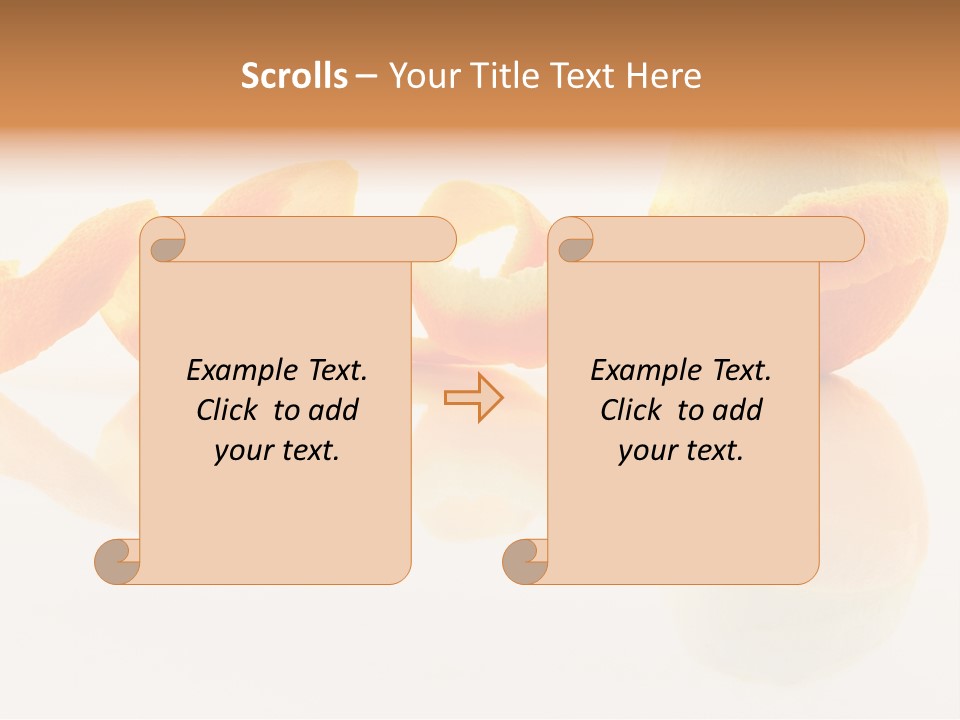 Orange With Peeled Skin Reflecting In Glass Surface. PowerPoint Template