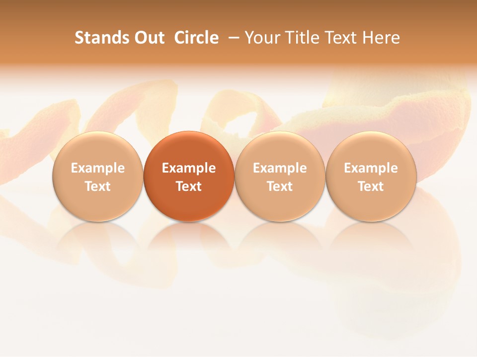 Orange With Peeled Skin Reflecting In Glass Surface. PowerPoint Template