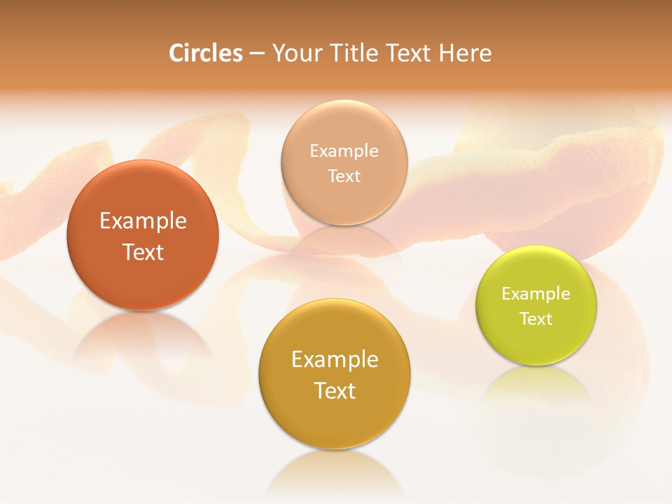 Orange With Peeled Skin Reflecting In Glass Surface. PowerPoint Template