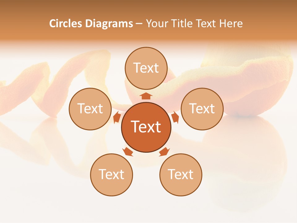 Orange With Peeled Skin Reflecting In Glass Surface. PowerPoint Template