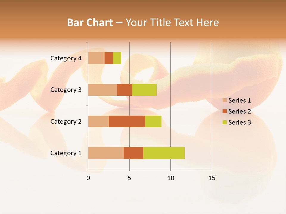 Orange With Peeled Skin Reflecting In Glass Surface. PowerPoint Template