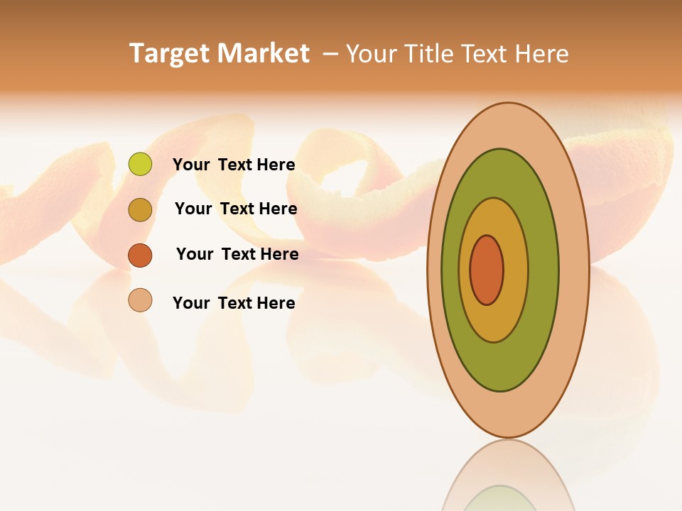 Orange With Peeled Skin Reflecting In Glass Surface. PowerPoint Template