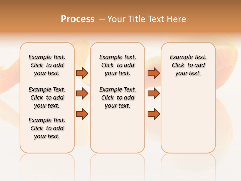 Orange With Peeled Skin Reflecting In Glass Surface. PowerPoint Template