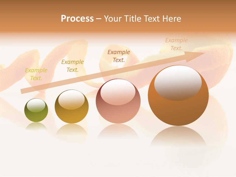 Orange With Peeled Skin Reflecting In Glass Surface. PowerPoint Template