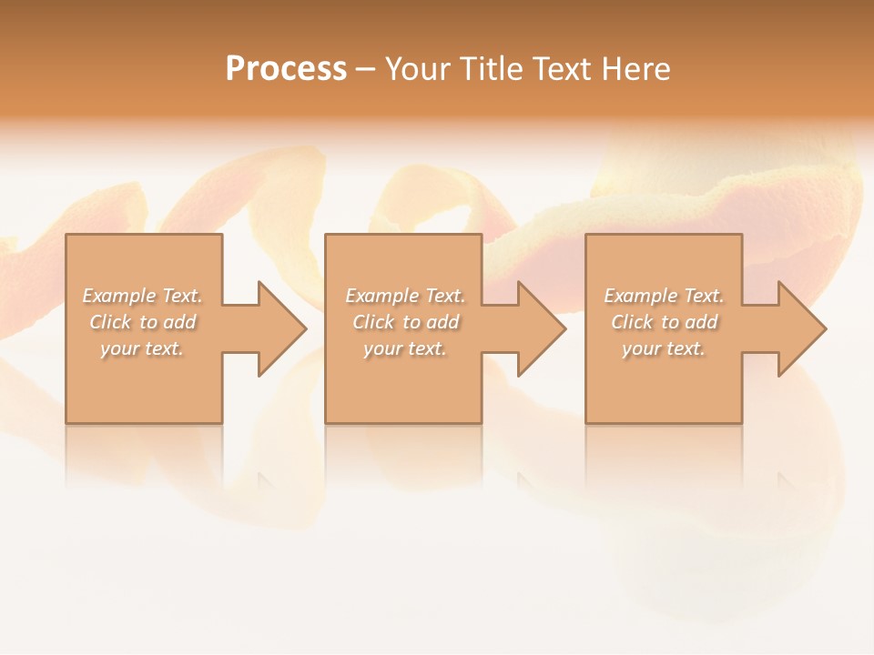 Orange With Peeled Skin Reflecting In Glass Surface. PowerPoint Template