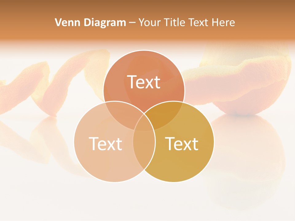 Orange With Peeled Skin Reflecting In Glass Surface. PowerPoint Template