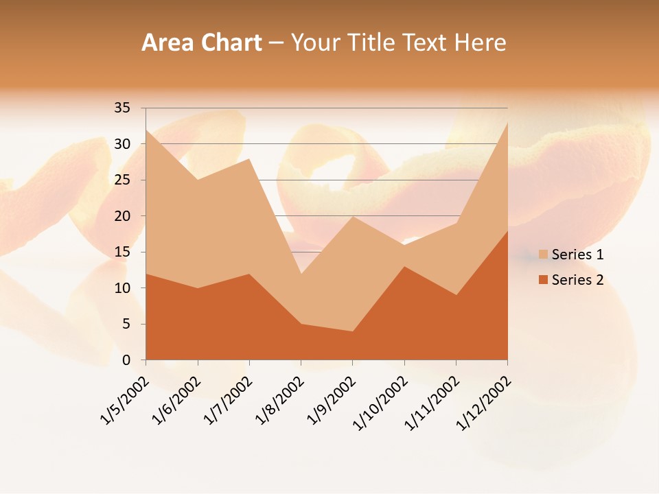 Orange With Peeled Skin Reflecting In Glass Surface. PowerPoint Template