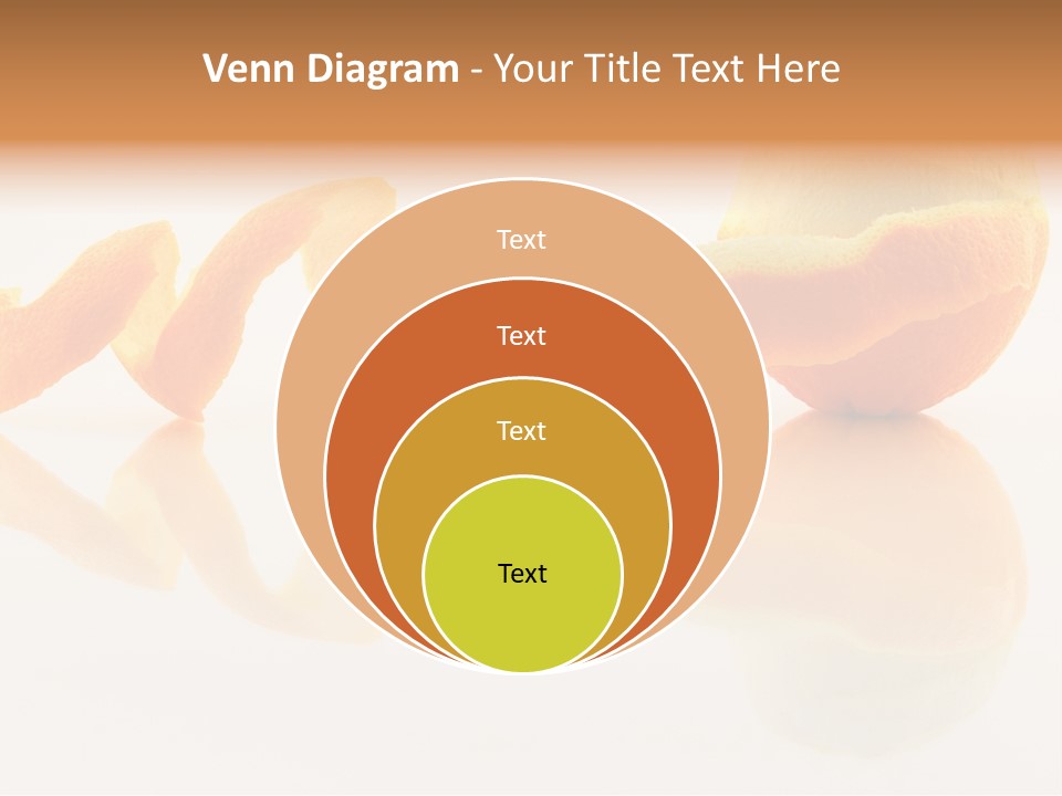 Orange With Peeled Skin Reflecting In Glass Surface. PowerPoint Template