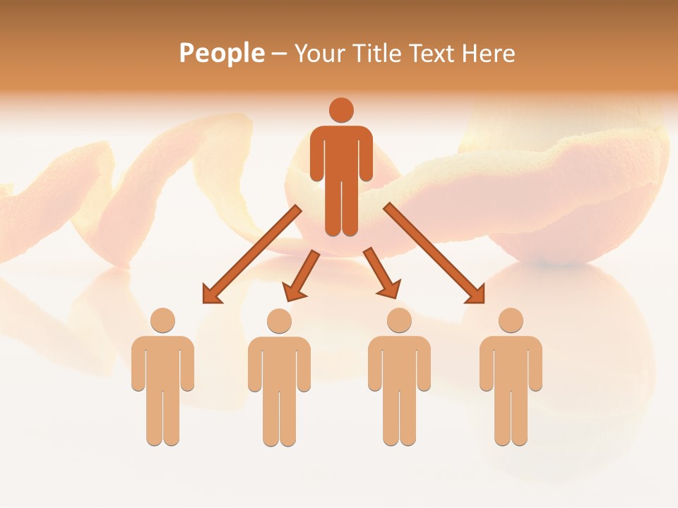 Orange With Peeled Skin Reflecting In Glass Surface. PowerPoint Template