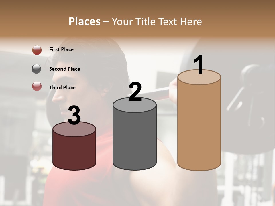 Man Lifting Weights At The Gym Looking Serious PowerPoint Template