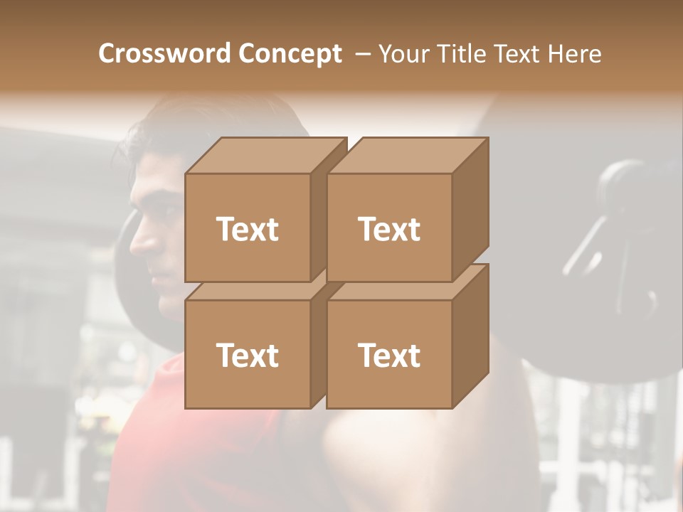 Man Lifting Weights At The Gym Looking Serious PowerPoint Template