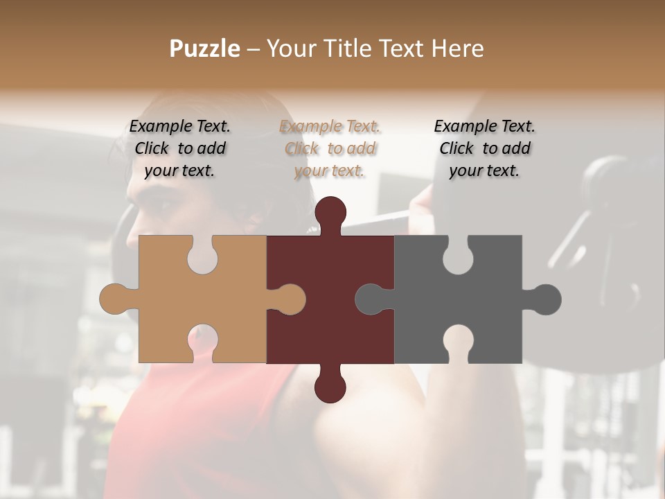 Man Lifting Weights At The Gym Looking Serious PowerPoint Template