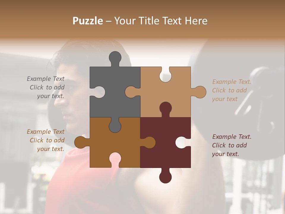 Man Lifting Weights At The Gym Looking Serious PowerPoint Template