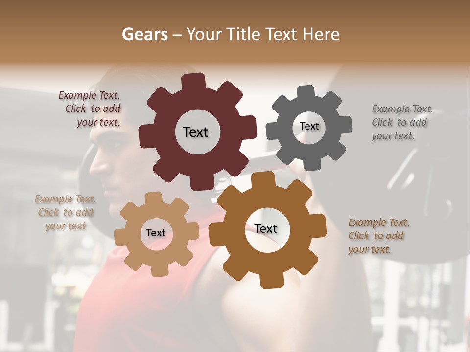 Man Lifting Weights At The Gym Looking Serious PowerPoint Template