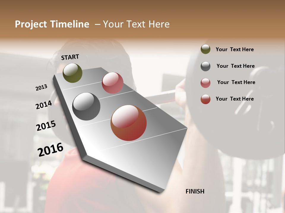 Man Lifting Weights At The Gym Looking Serious PowerPoint Template