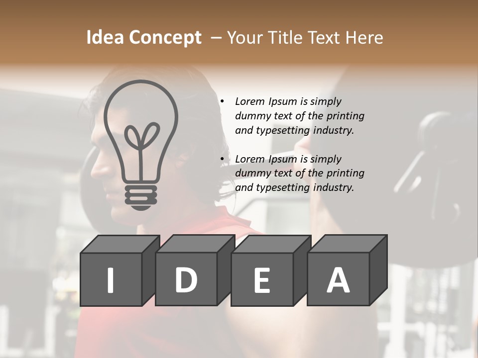 Man Lifting Weights At The Gym Looking Serious PowerPoint Template