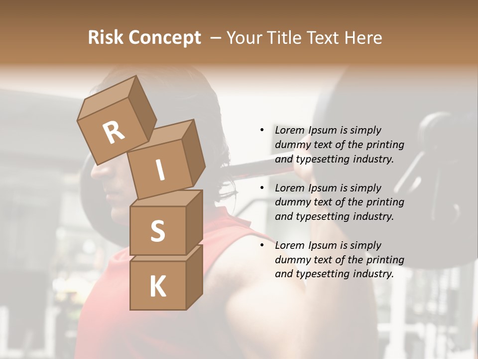 Man Lifting Weights At The Gym Looking Serious PowerPoint Template