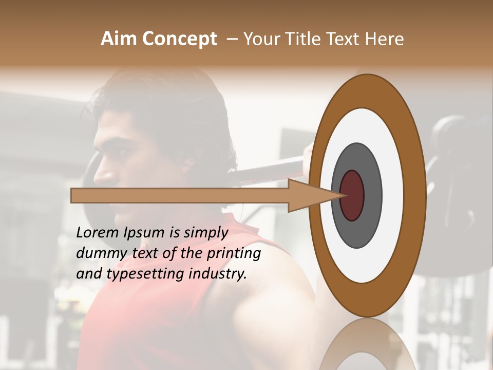Man Lifting Weights At The Gym Looking Serious PowerPoint Template