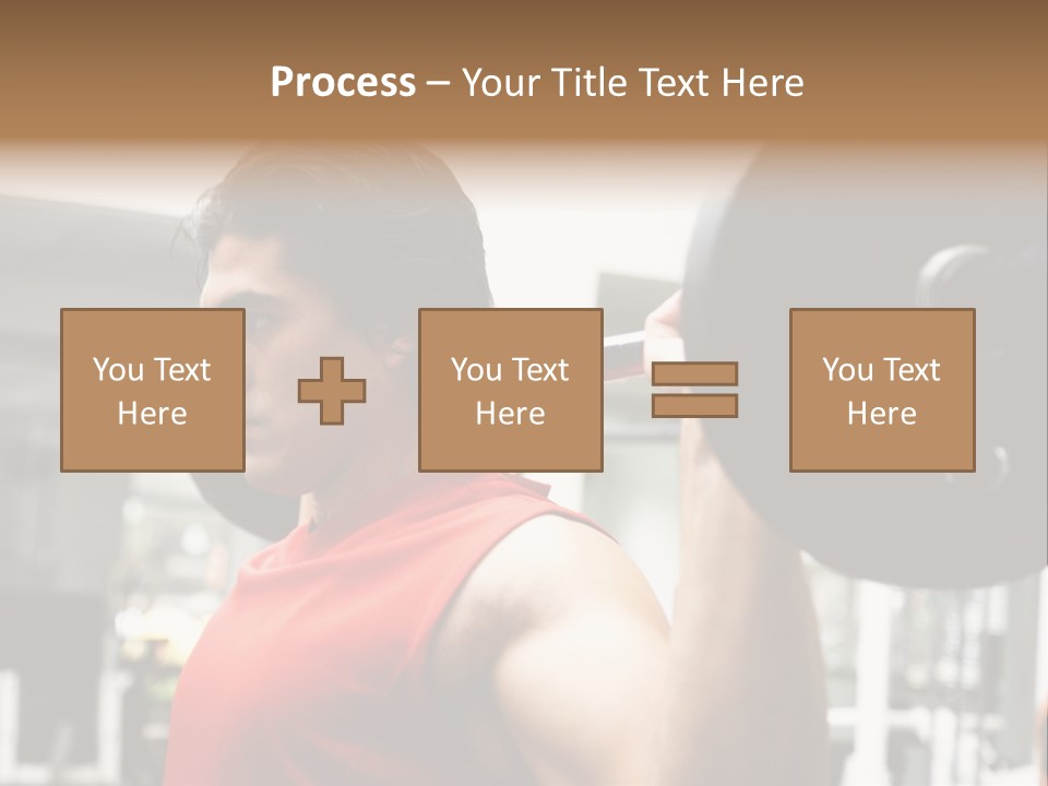 Man Lifting Weights At The Gym Looking Serious PowerPoint Template