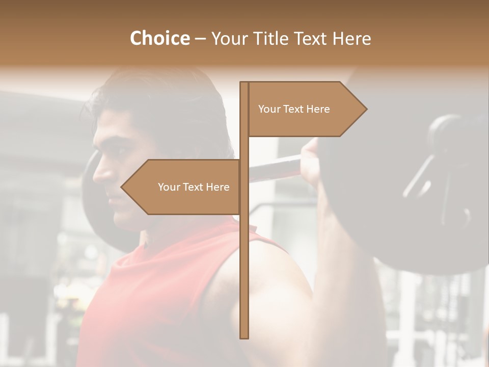 Man Lifting Weights At The Gym Looking Serious PowerPoint Template