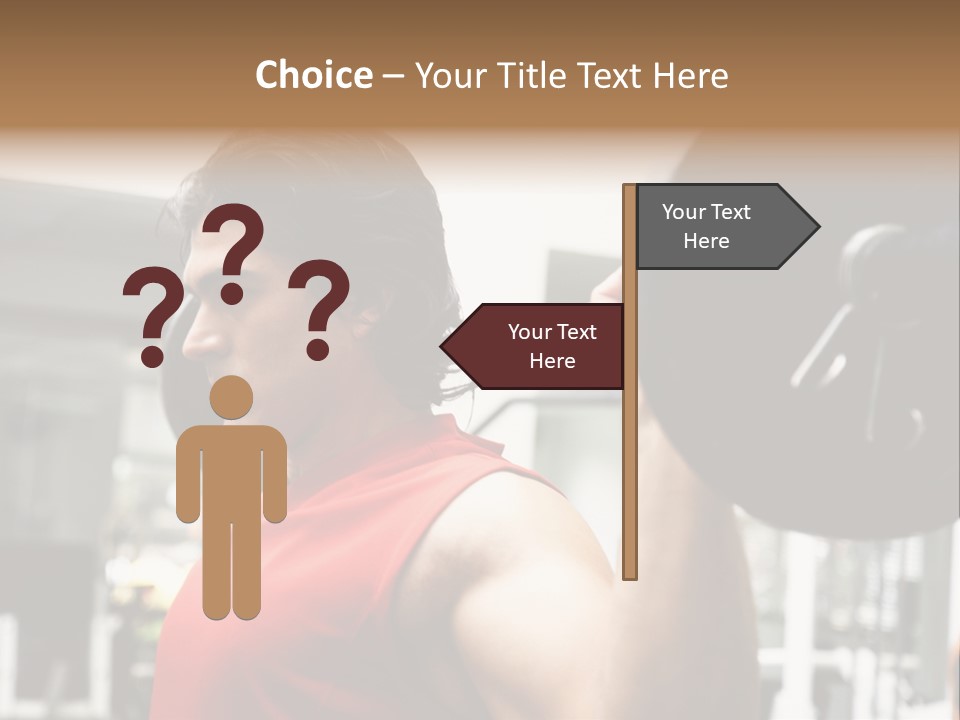 Man Lifting Weights At The Gym Looking Serious PowerPoint Template
