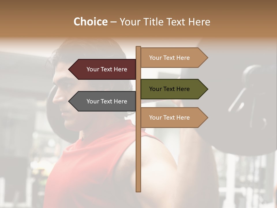 Man Lifting Weights At The Gym Looking Serious PowerPoint Template