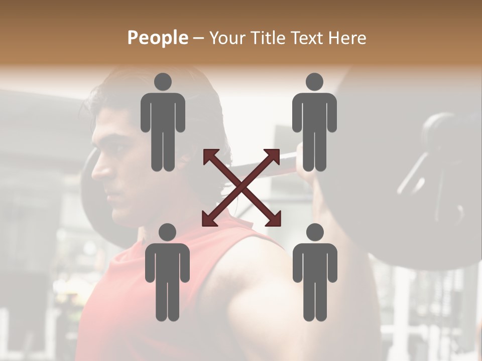 Man Lifting Weights At The Gym Looking Serious PowerPoint Template