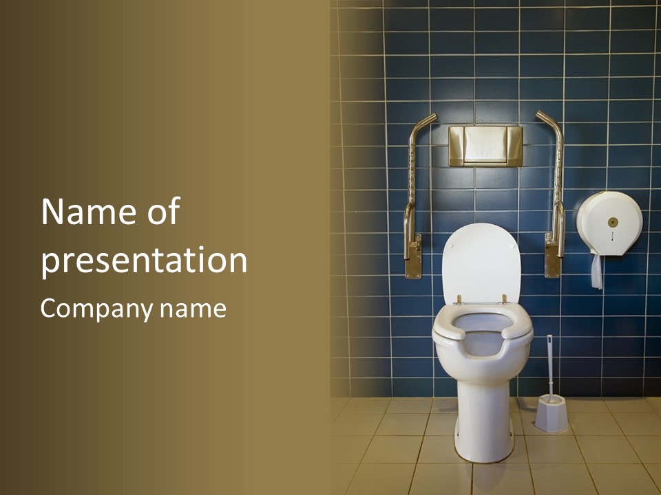 Public Toilet With Handicap Supports PowerPoint Template