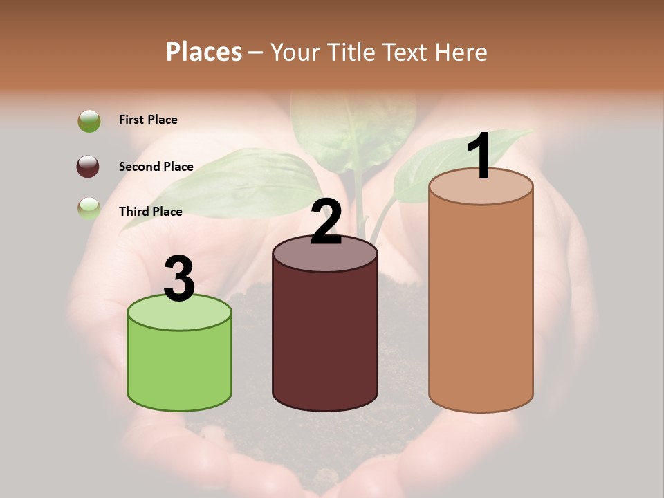 Hands Holding Sapling In Soil PowerPoint Template