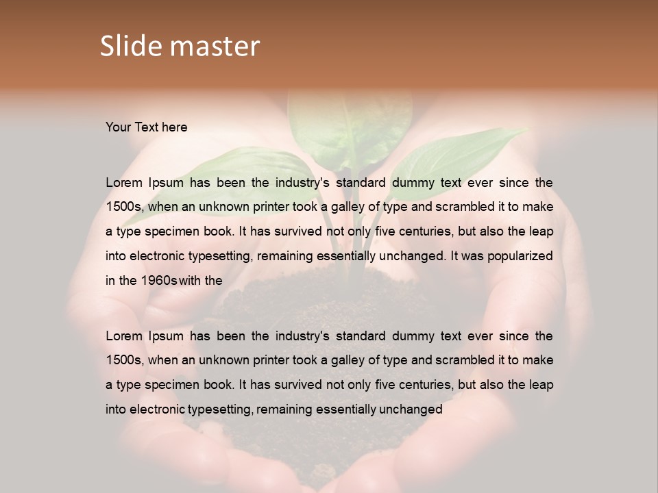 Hands Holding Sapling In Soil PowerPoint Template