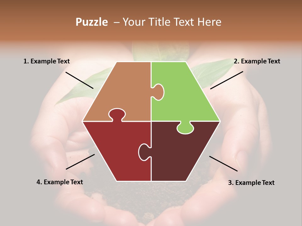 Hands Holding Sapling In Soil PowerPoint Template