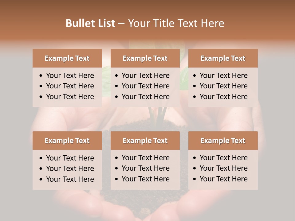 Hands Holding Sapling In Soil PowerPoint Template