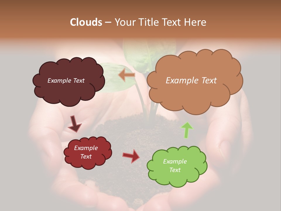 Hands Holding Sapling In Soil PowerPoint Template