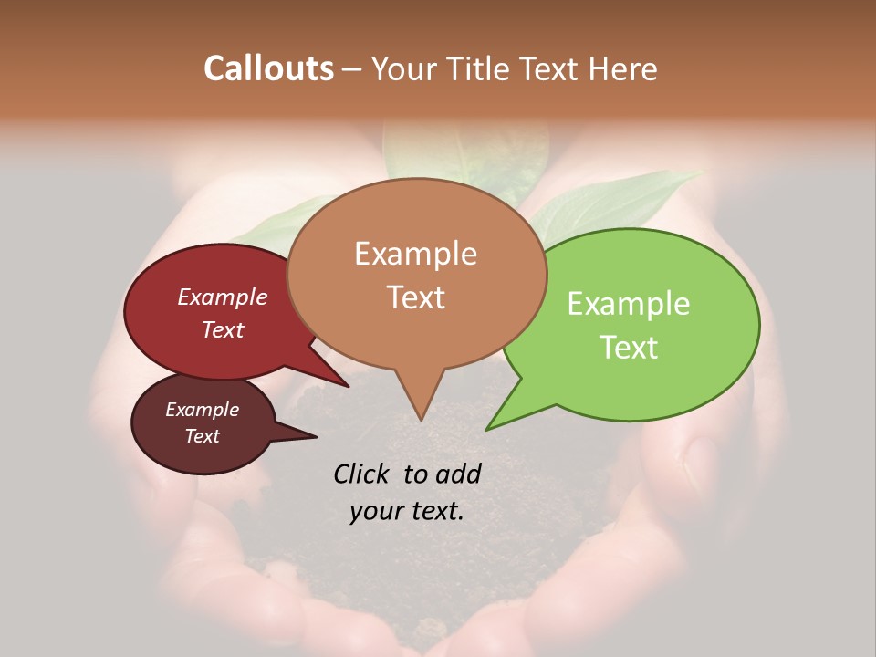 Hands Holding Sapling In Soil PowerPoint Template
