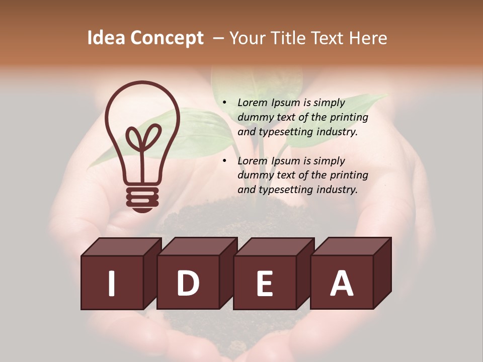 Hands Holding Sapling In Soil PowerPoint Template