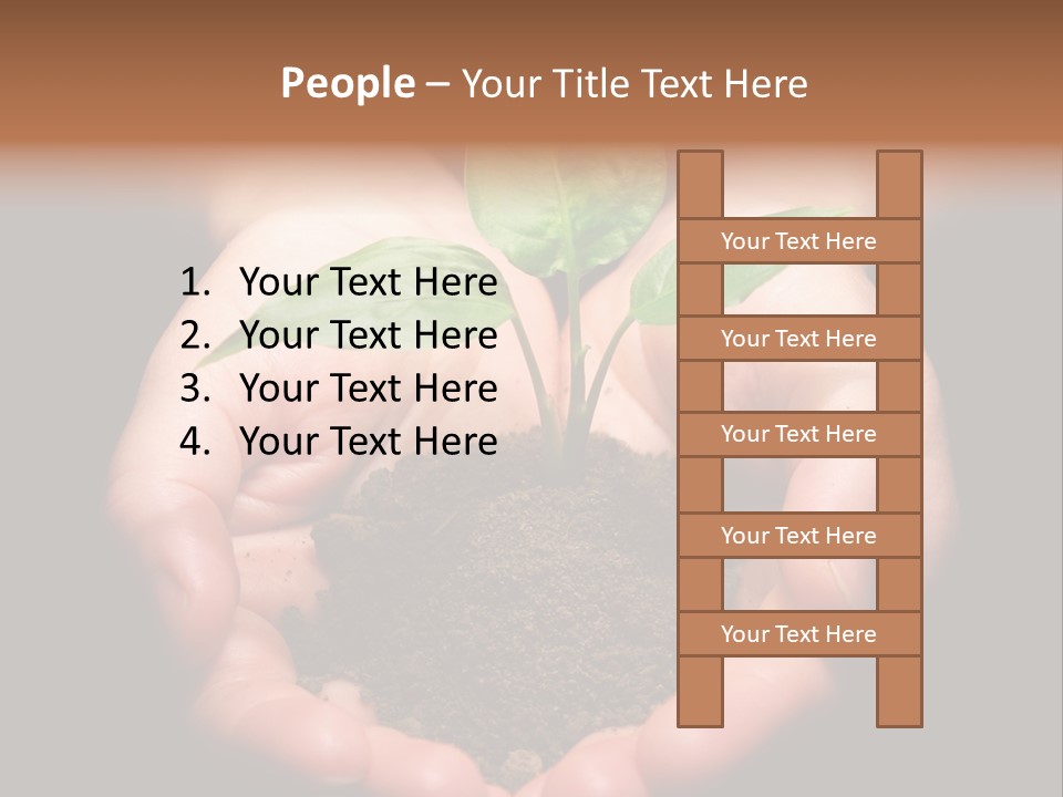Hands Holding Sapling In Soil PowerPoint Template