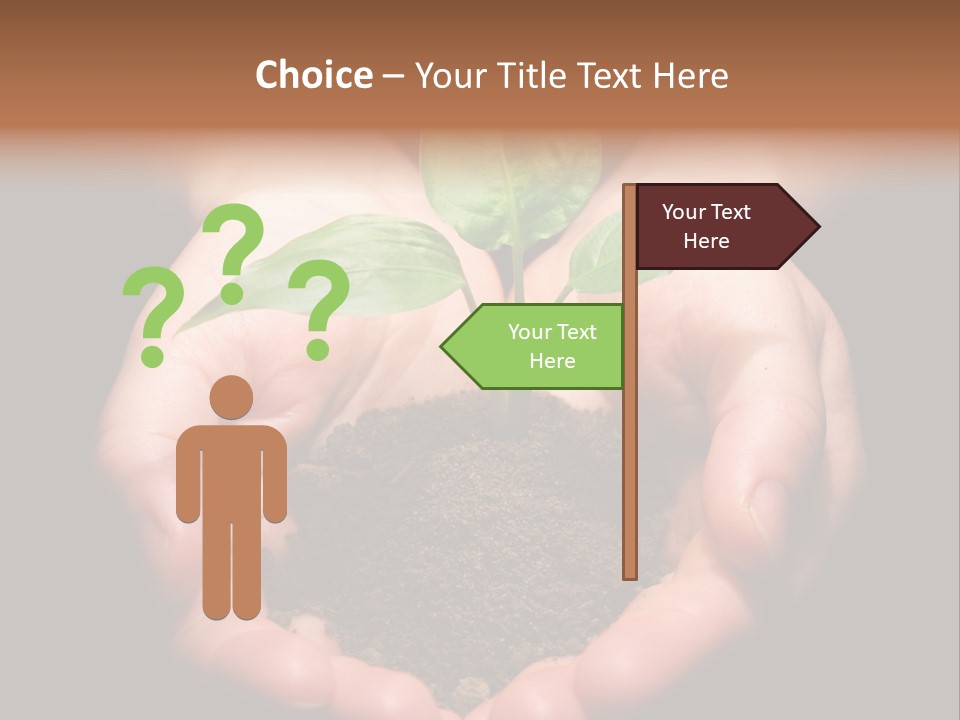 Hands Holding Sapling In Soil PowerPoint Template