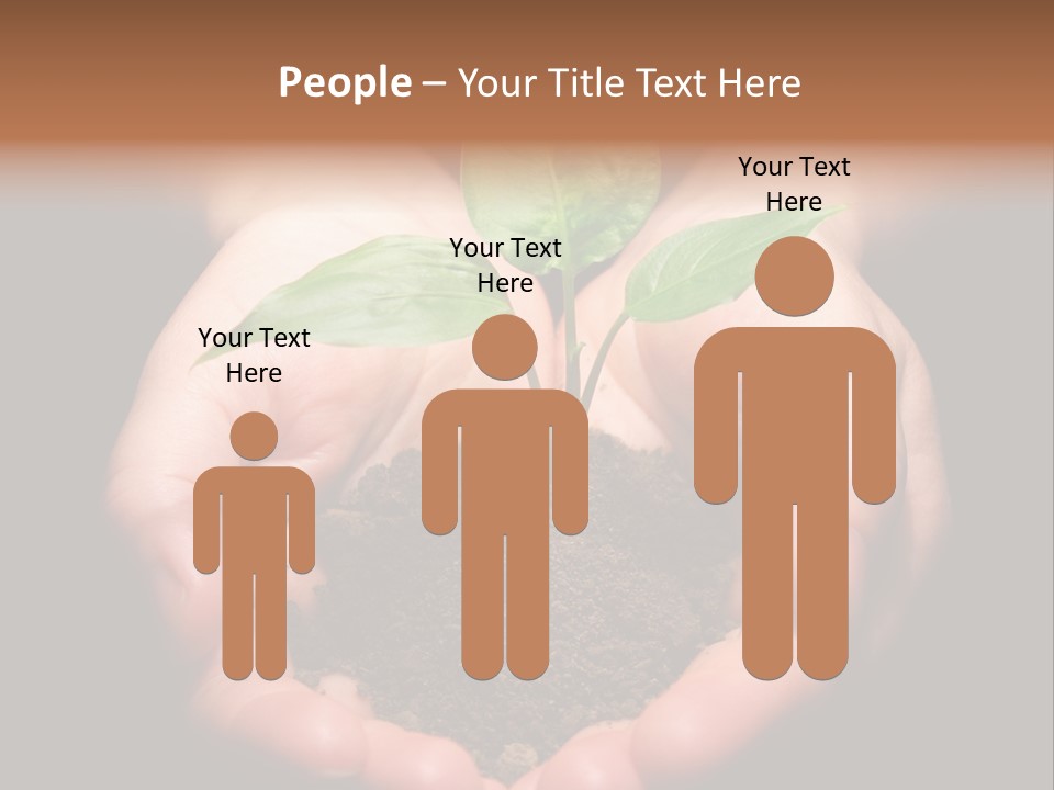 Hands Holding Sapling In Soil PowerPoint Template