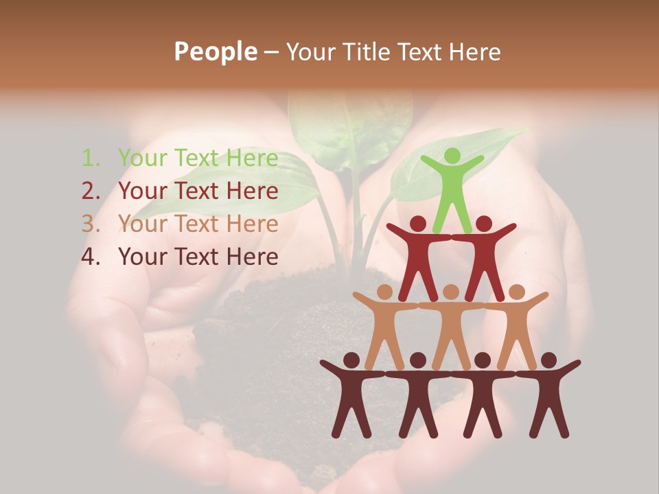 Hands Holding Sapling In Soil PowerPoint Template