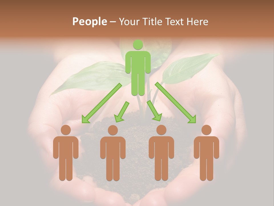 Hands Holding Sapling In Soil PowerPoint Template