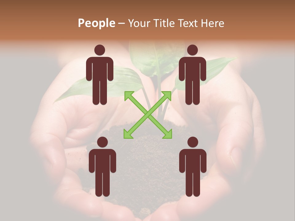 Hands Holding Sapling In Soil PowerPoint Template
