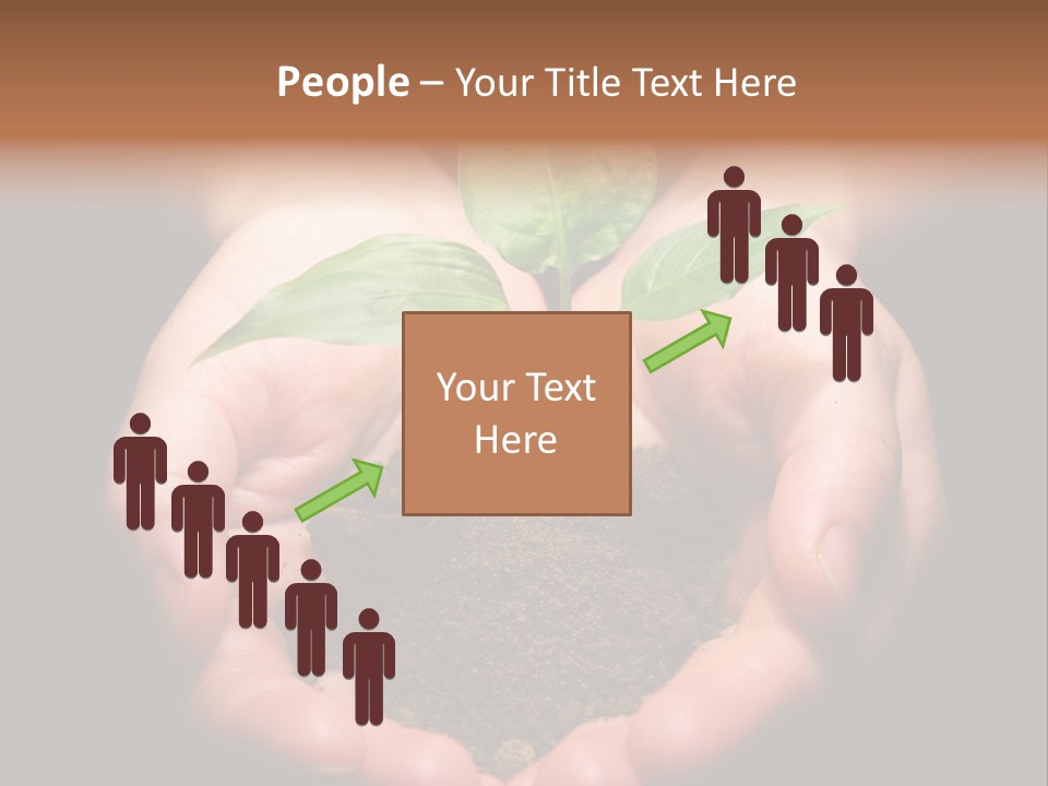 Hands Holding Sapling In Soil PowerPoint Template