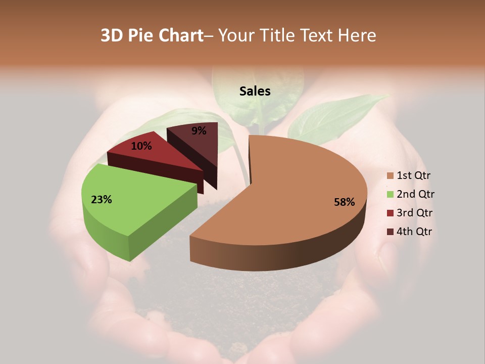 Hands Holding Sapling In Soil PowerPoint Template