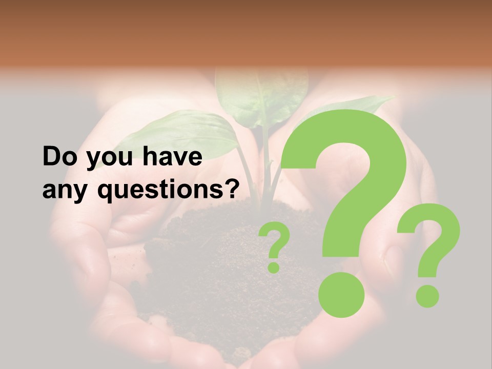 Hands Holding Sapling In Soil PowerPoint Template