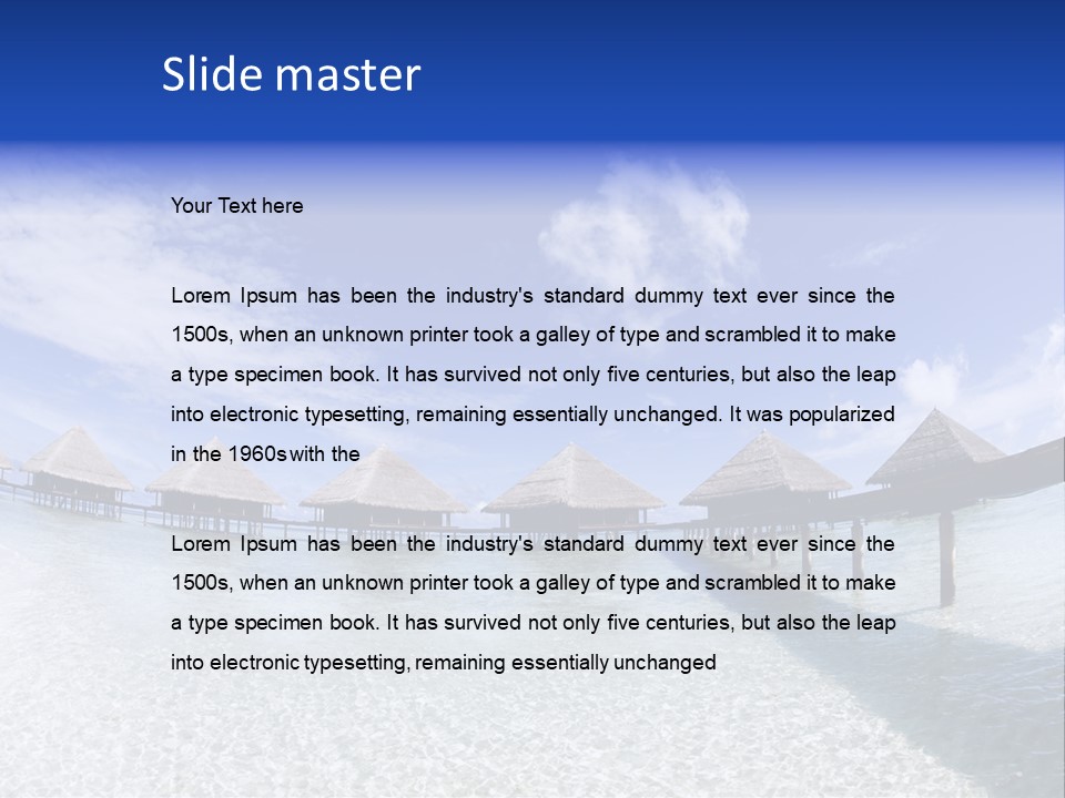 Tropical Beach: Tropical Resort And Cloudy Sky PowerPoint Template