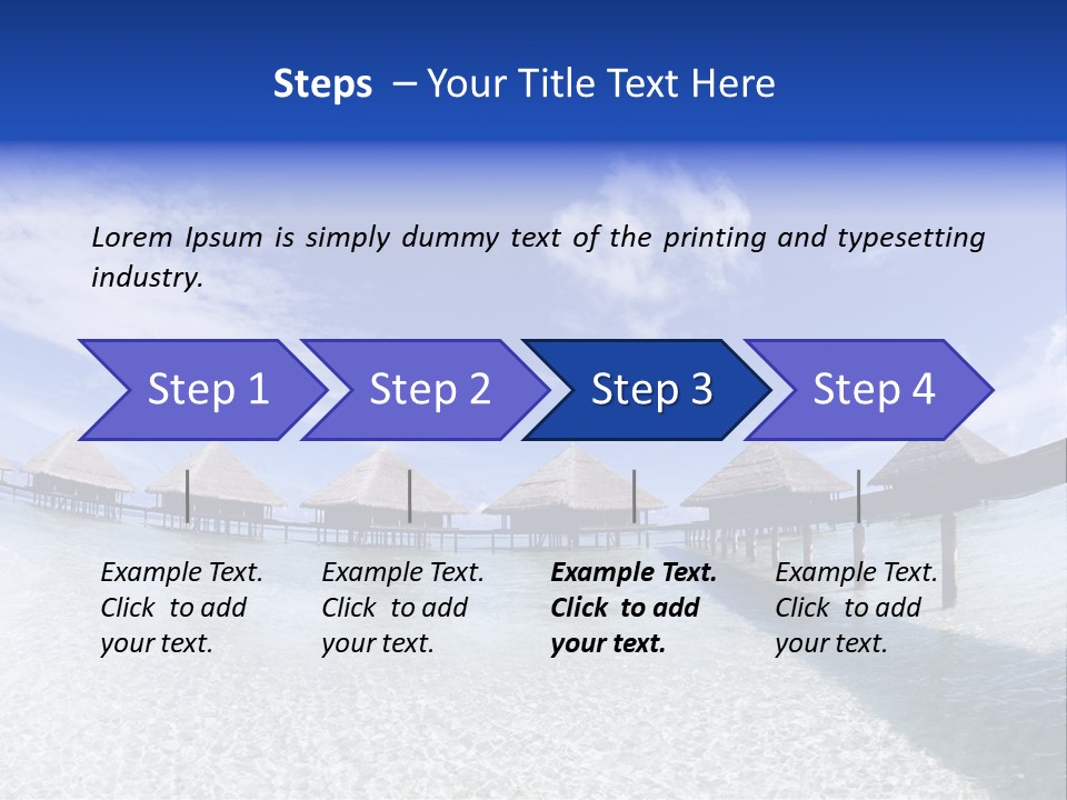 Tropical Beach: Tropical Resort And Cloudy Sky PowerPoint Template