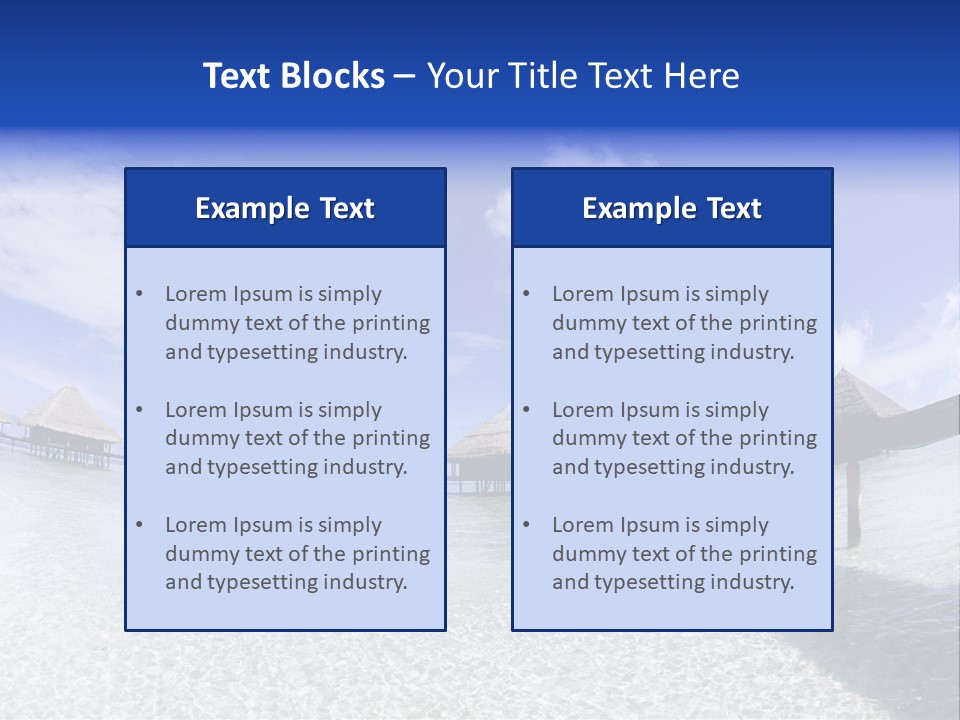Tropical Beach: Tropical Resort And Cloudy Sky PowerPoint Template