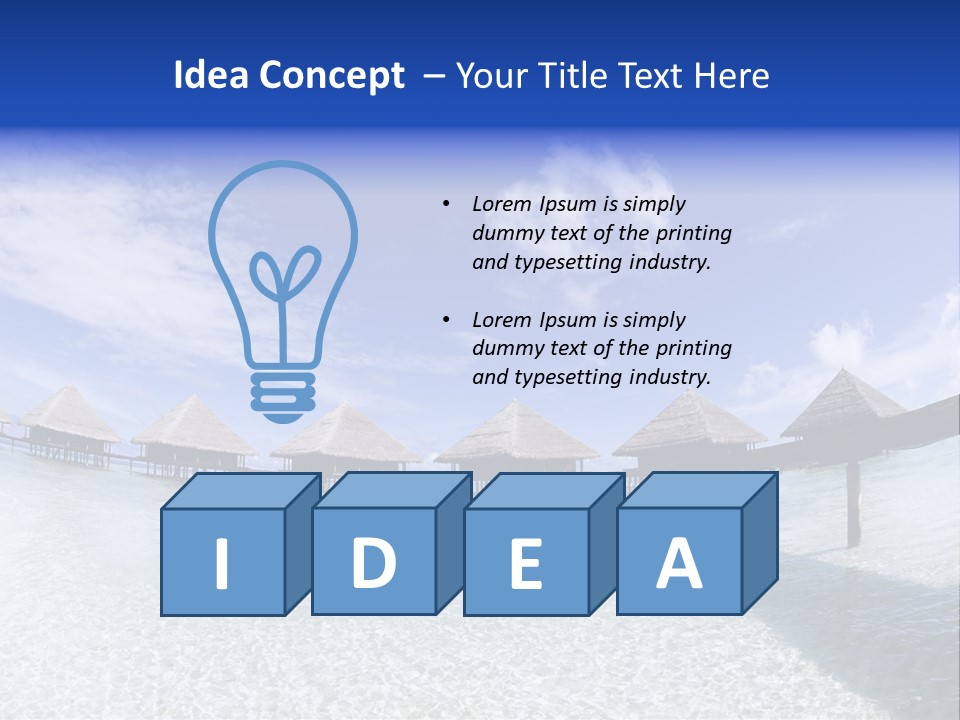 Tropical Beach: Tropical Resort And Cloudy Sky PowerPoint Template