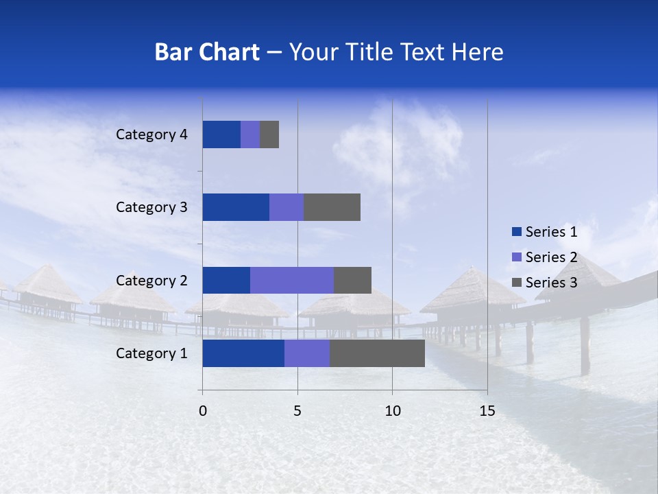 Tropical Beach: Tropical Resort And Cloudy Sky PowerPoint Template